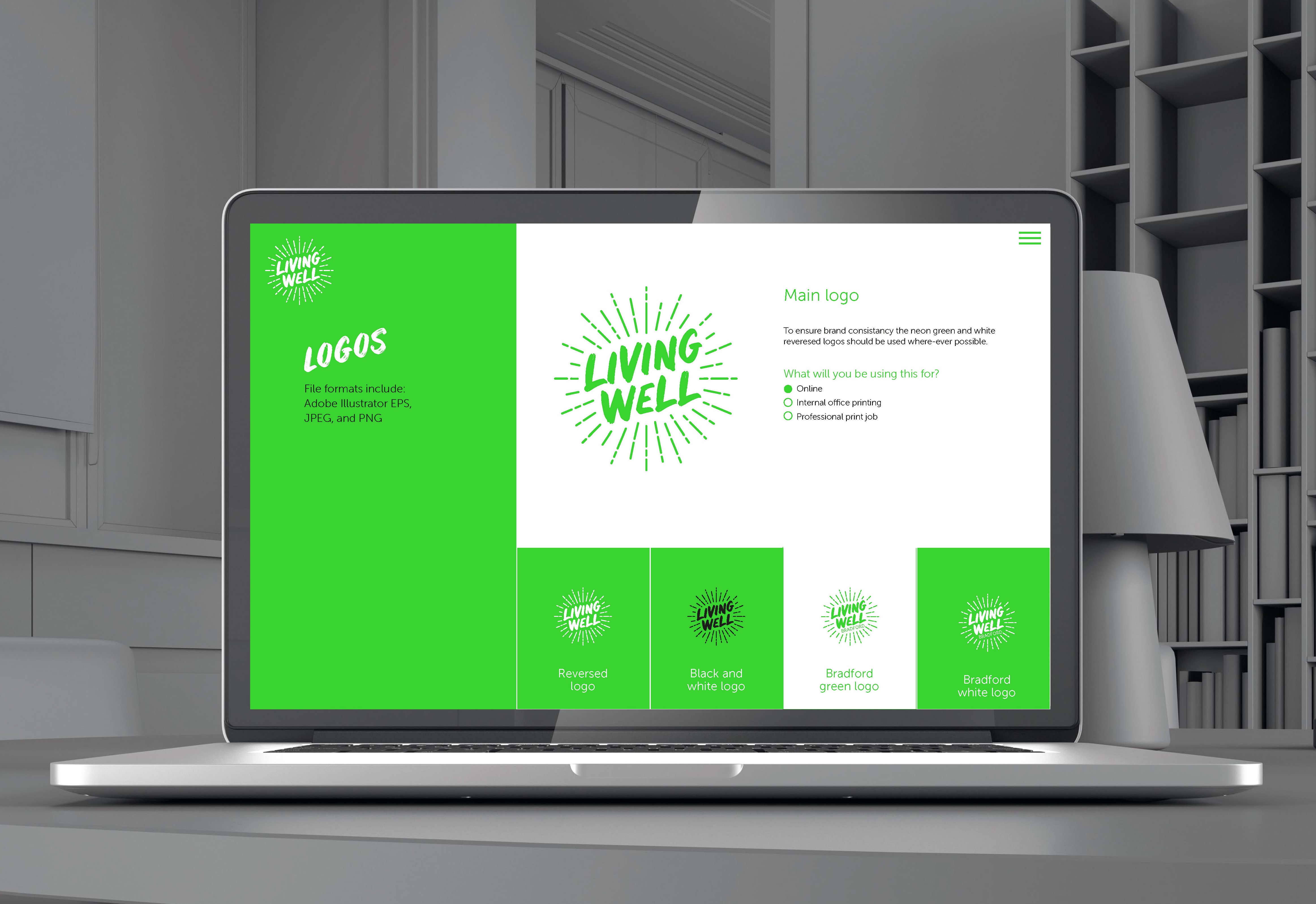 Living Well Toolkit on laptop logos