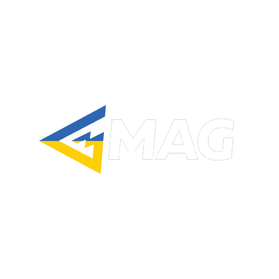 G-MAG logo with Ukrainian colors