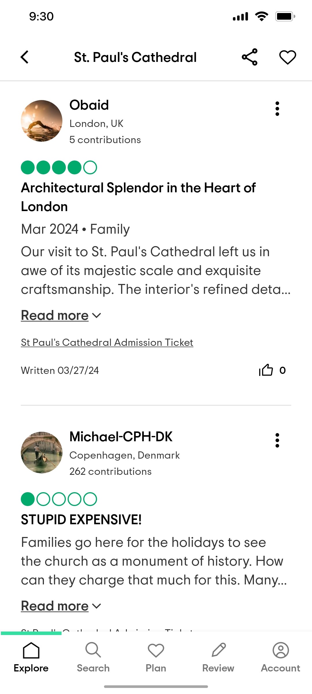 Tripadvisor Review Page Screen