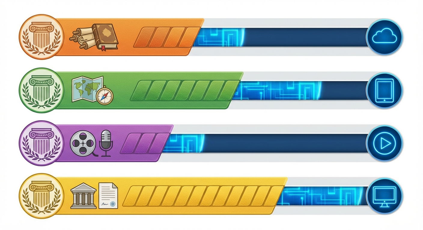 A visual infographic showing the progress of Greece's state archive digitization