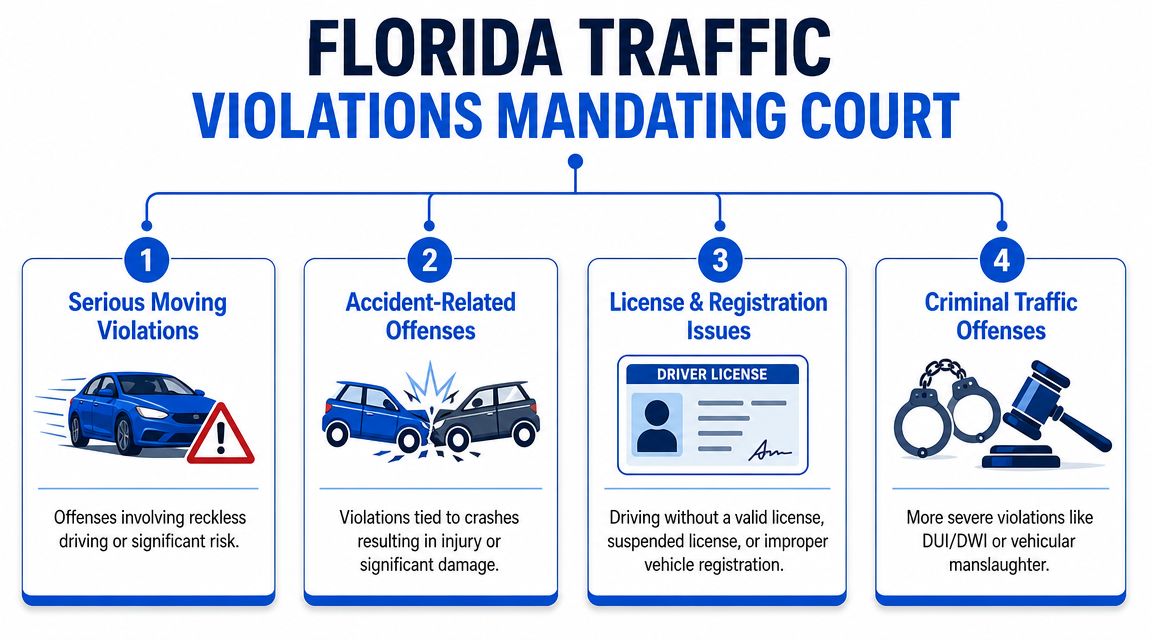 Which Florida Traffic Violations Mandate a Court Appearance?