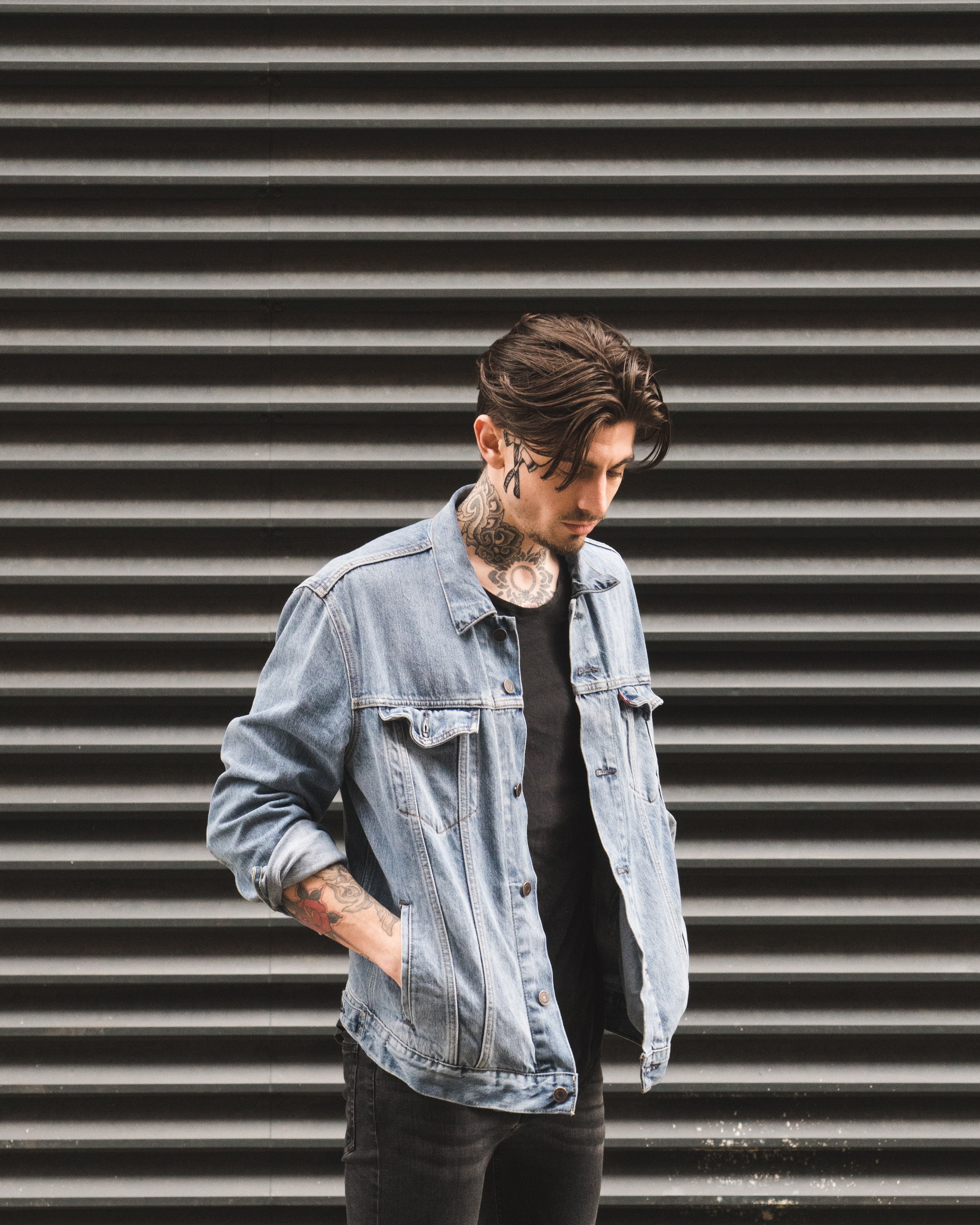 Man wearing a denim jacket