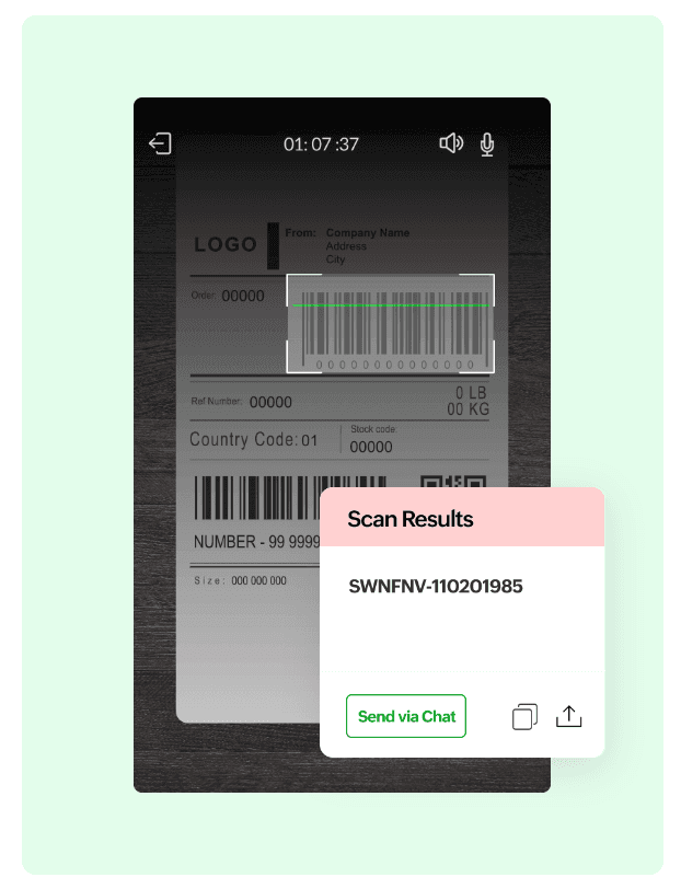 A photograph of a barcode being scanned