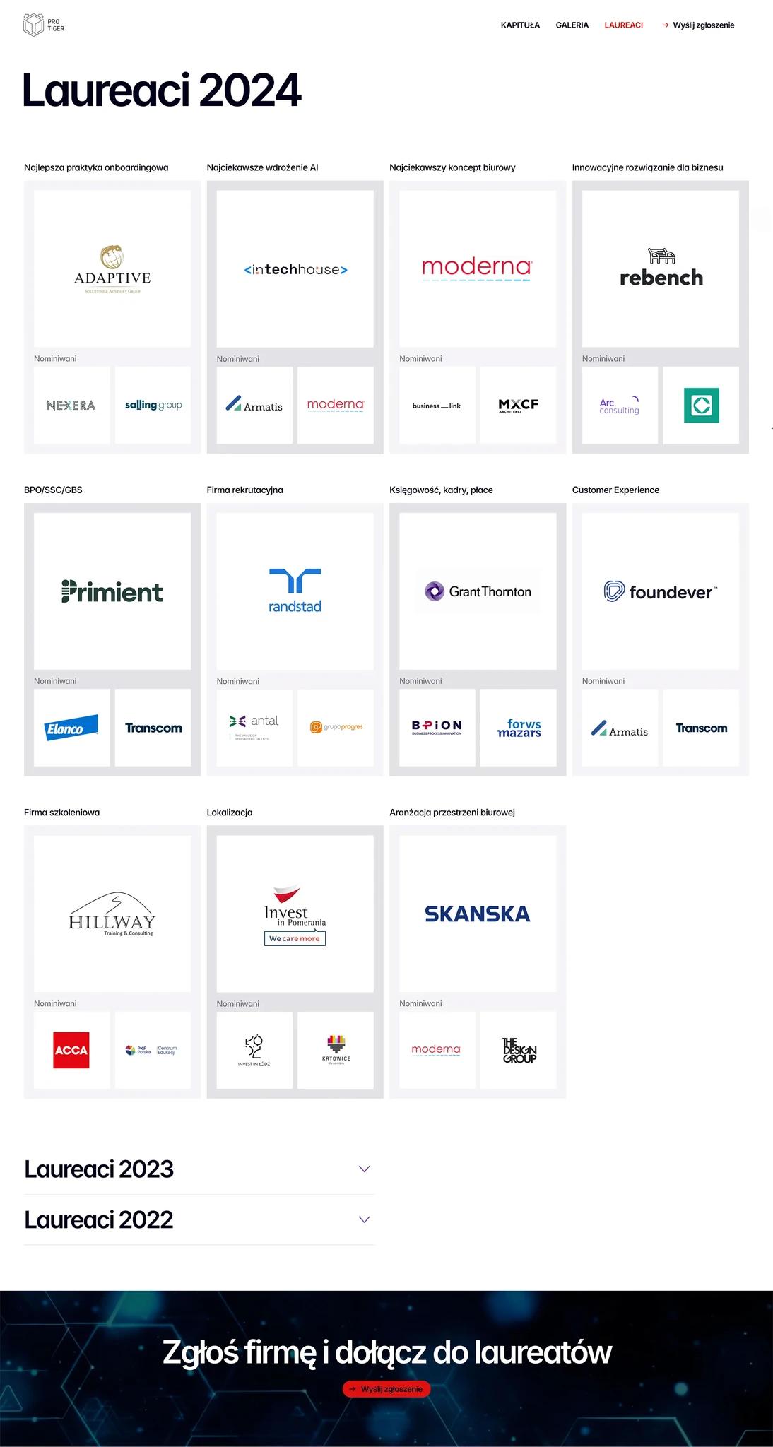 Website section: winners and nominees 2024