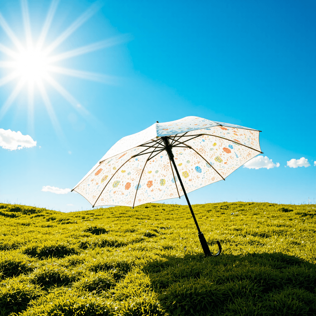 product photography of a patterned umbrella for sun protection