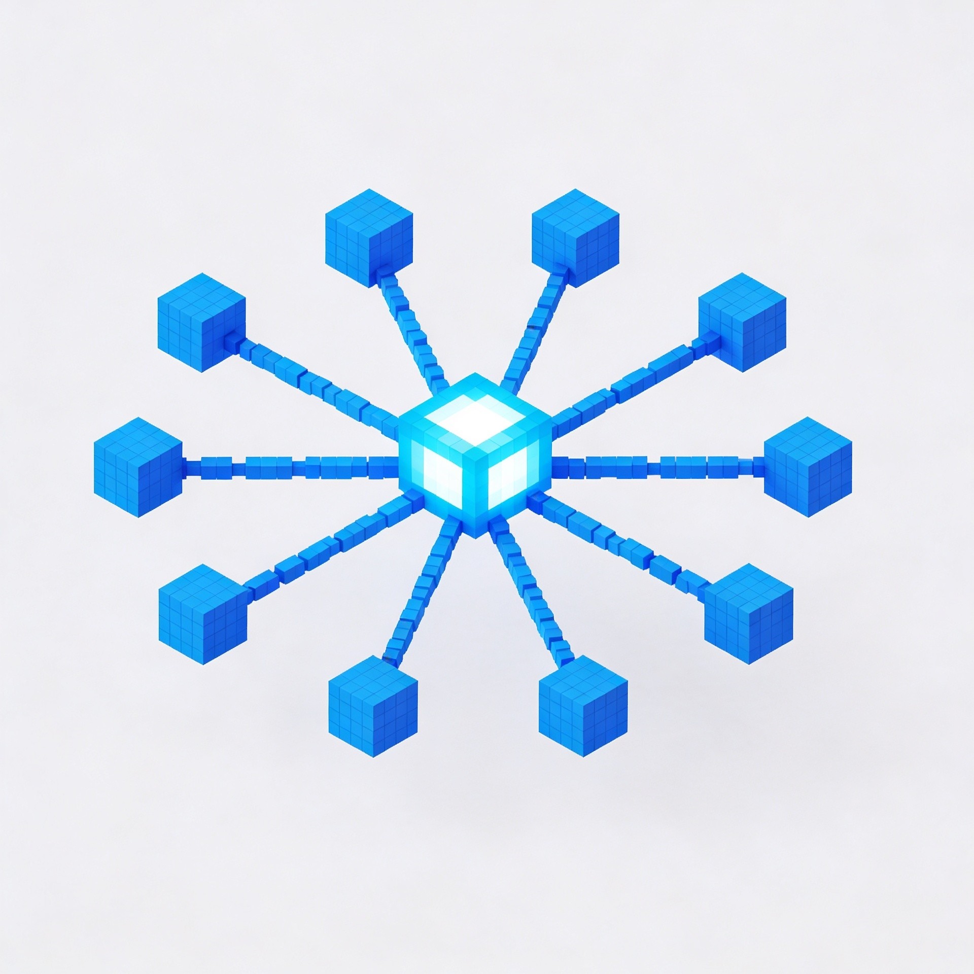 Blue voxel network symbolizing the psychology of viral content
