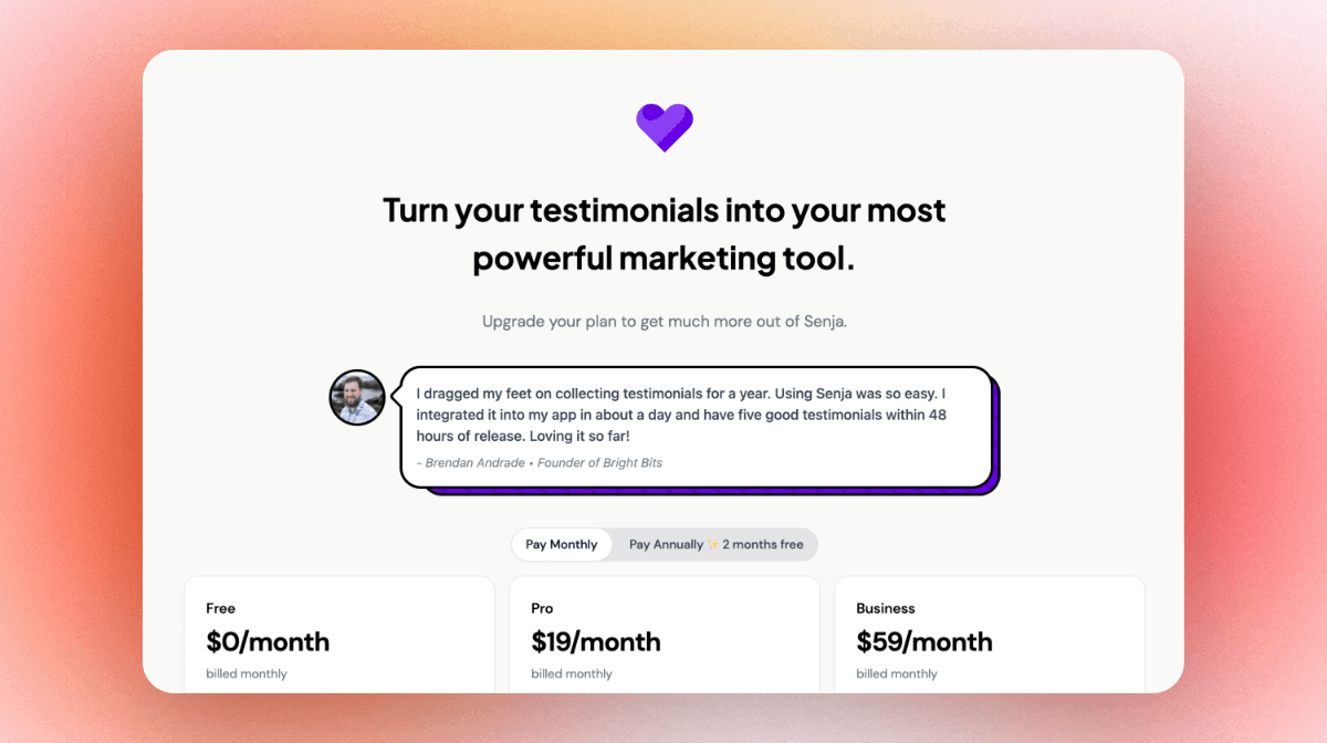 Testimonials on the checkout page