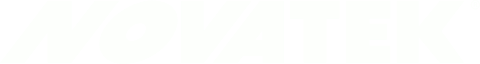 The image displays the white "NOVATEK" logo in bold, uppercase letters on a transparent background.