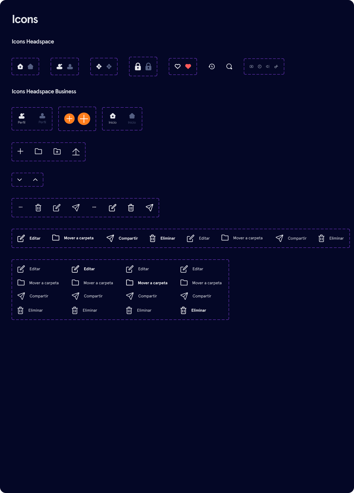 Icons and content actions