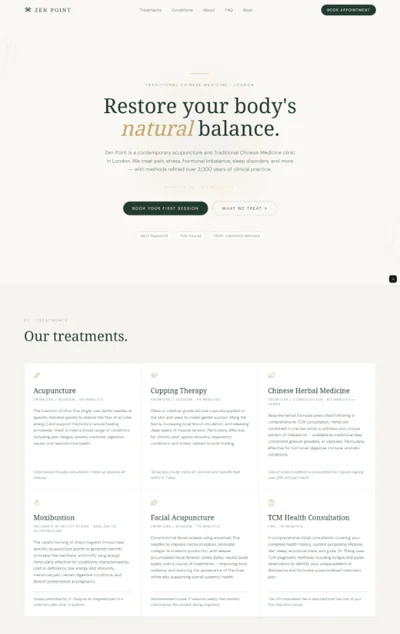 Acupuncture clinic website prompt preview