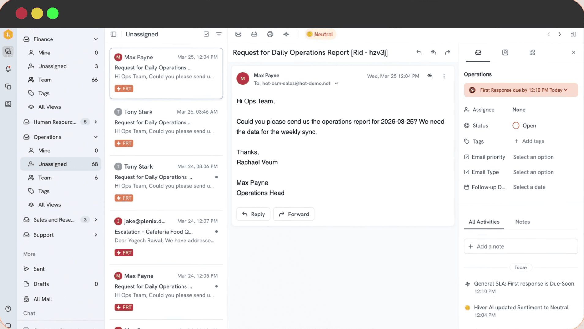 Hiver ecommerce help desk