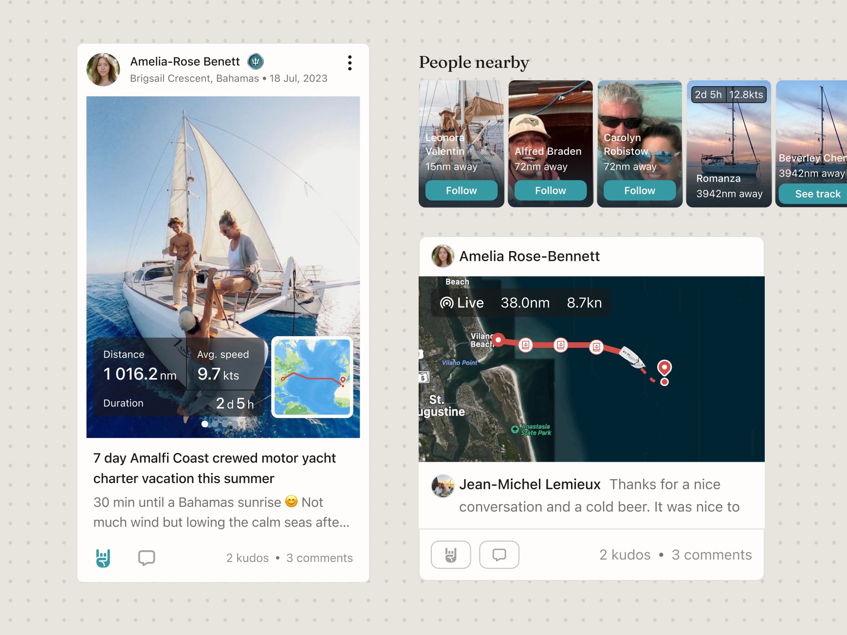 Sharing your boating trips and viewing others trips on the SeaPeople feed