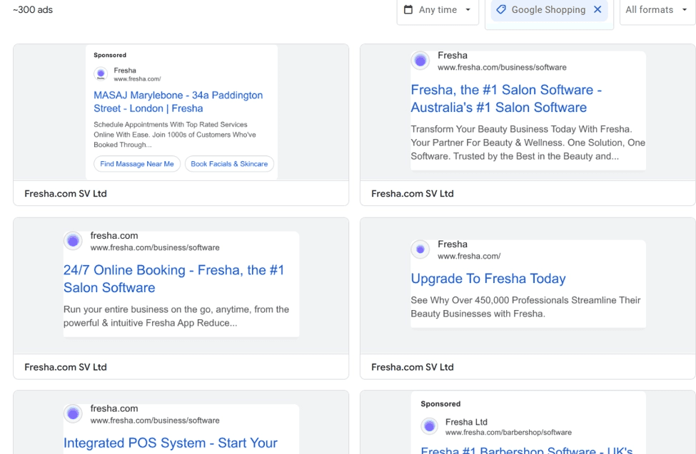 Fresha Google Ads