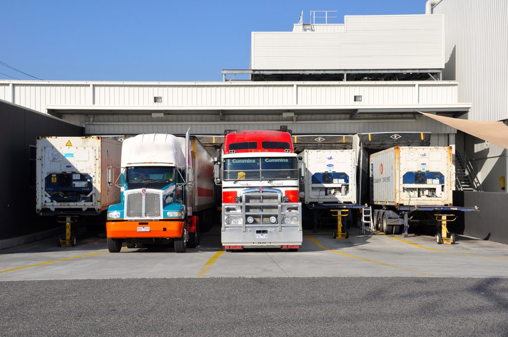 Truck parked in front of Warehouse