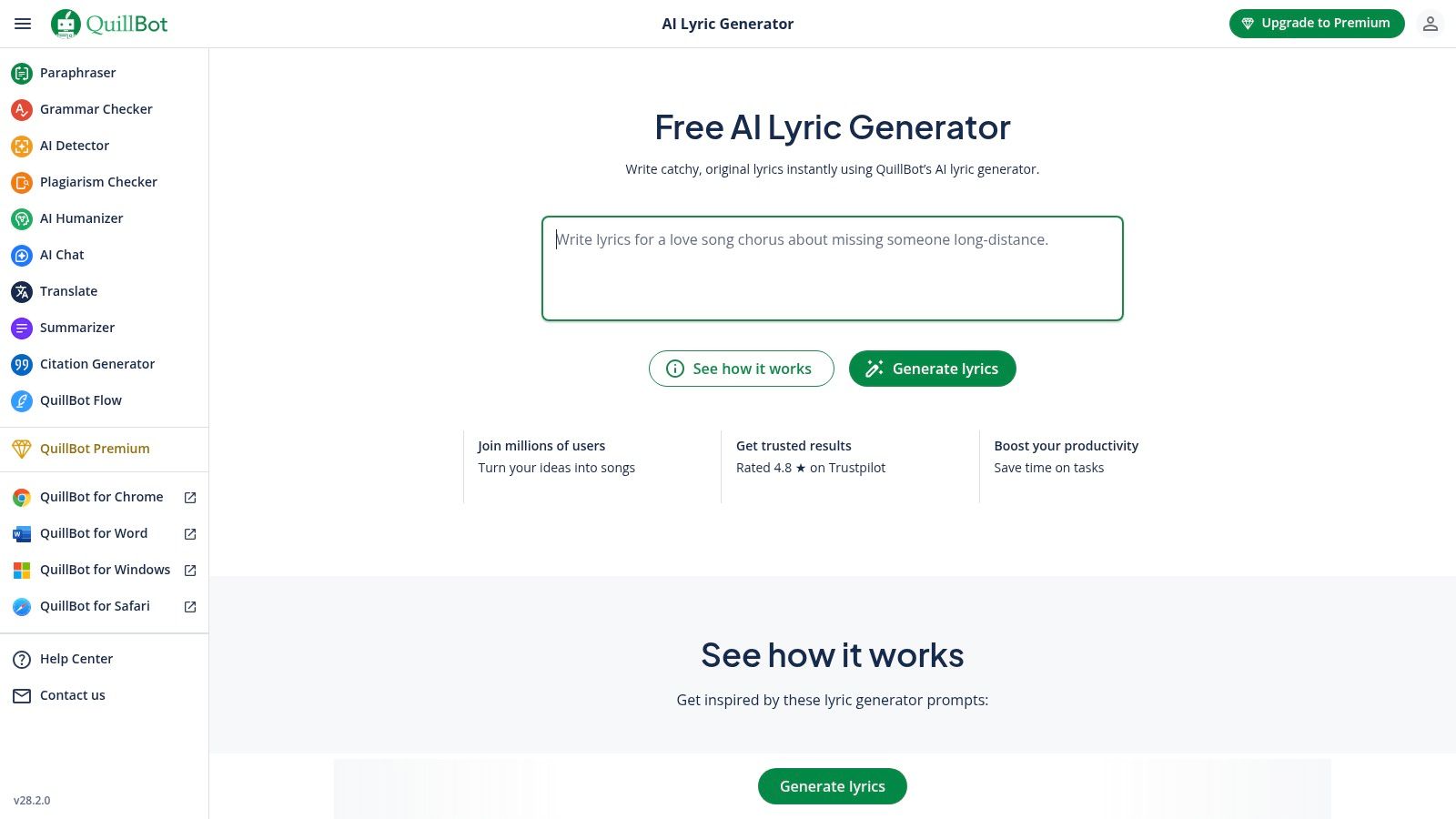QuillBot AI Lyric Generator