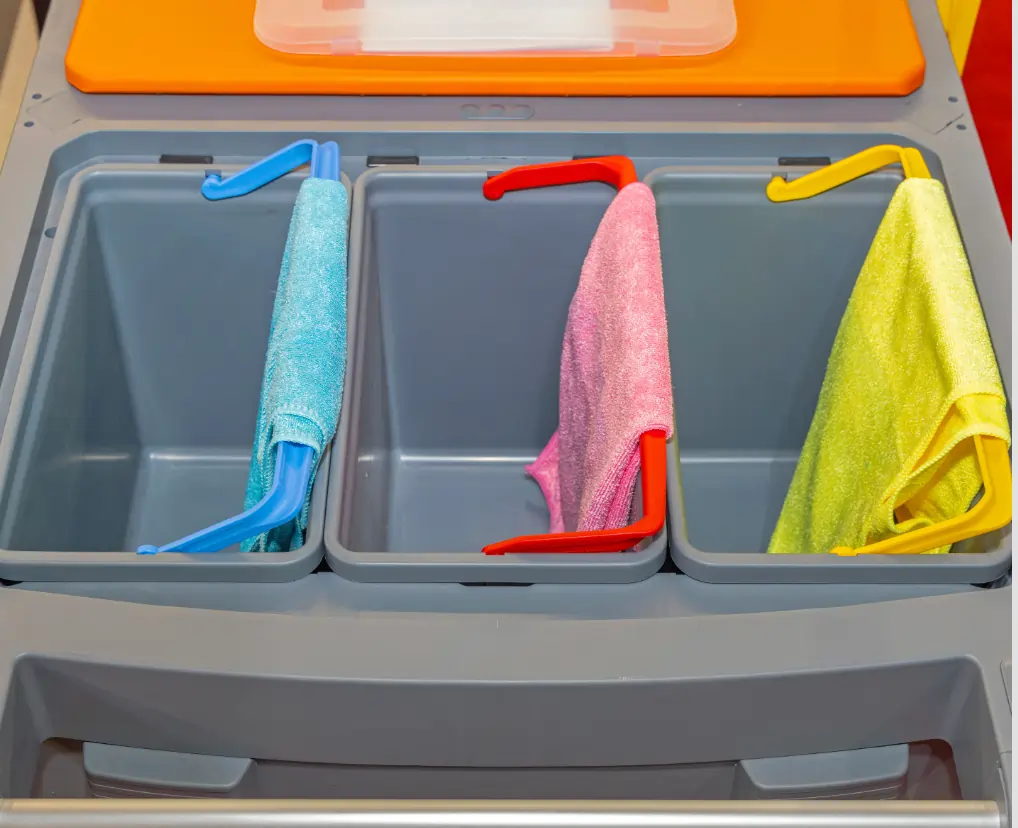Color-coded microfiber cleaning system for medical facility infection control