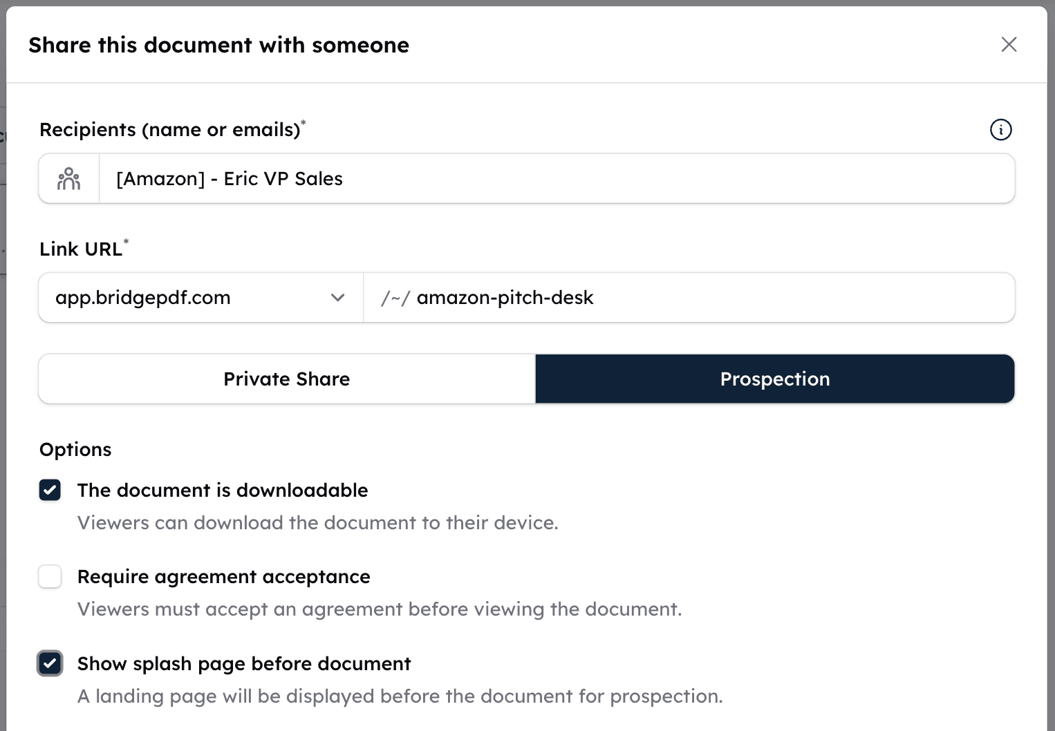 PDF link for prospection and sales