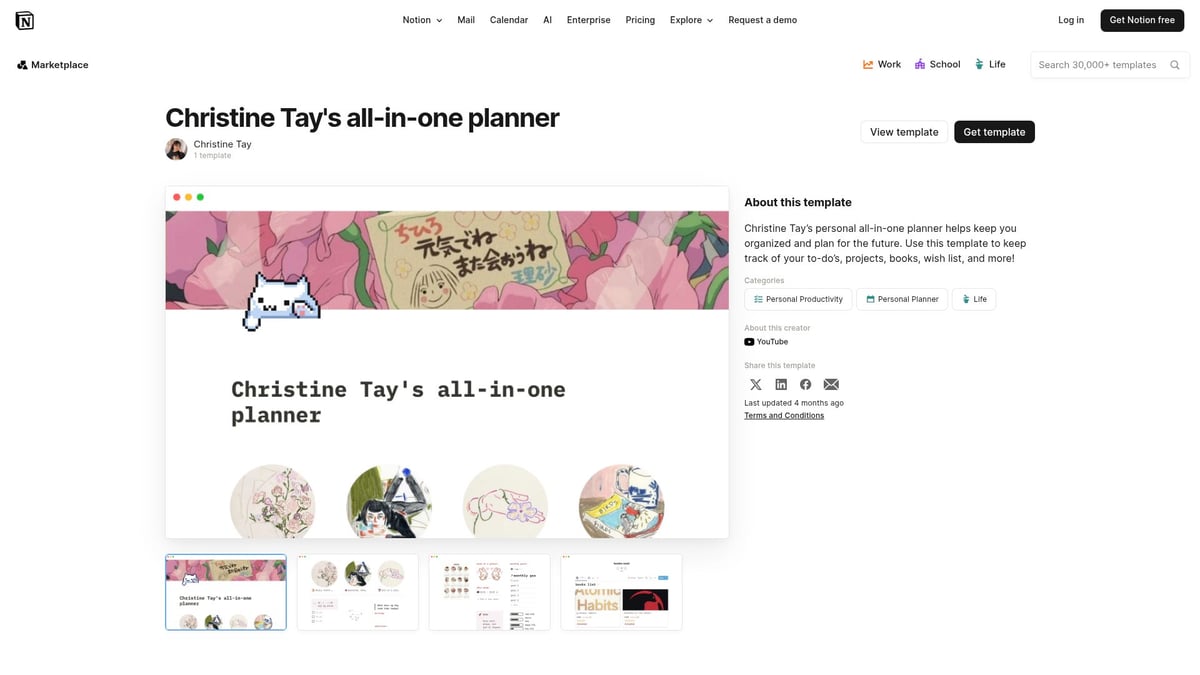 7 Best Notion Planner Templates to Organize Your 2025 - Christine Tay’s All-in-One Planner (Free)