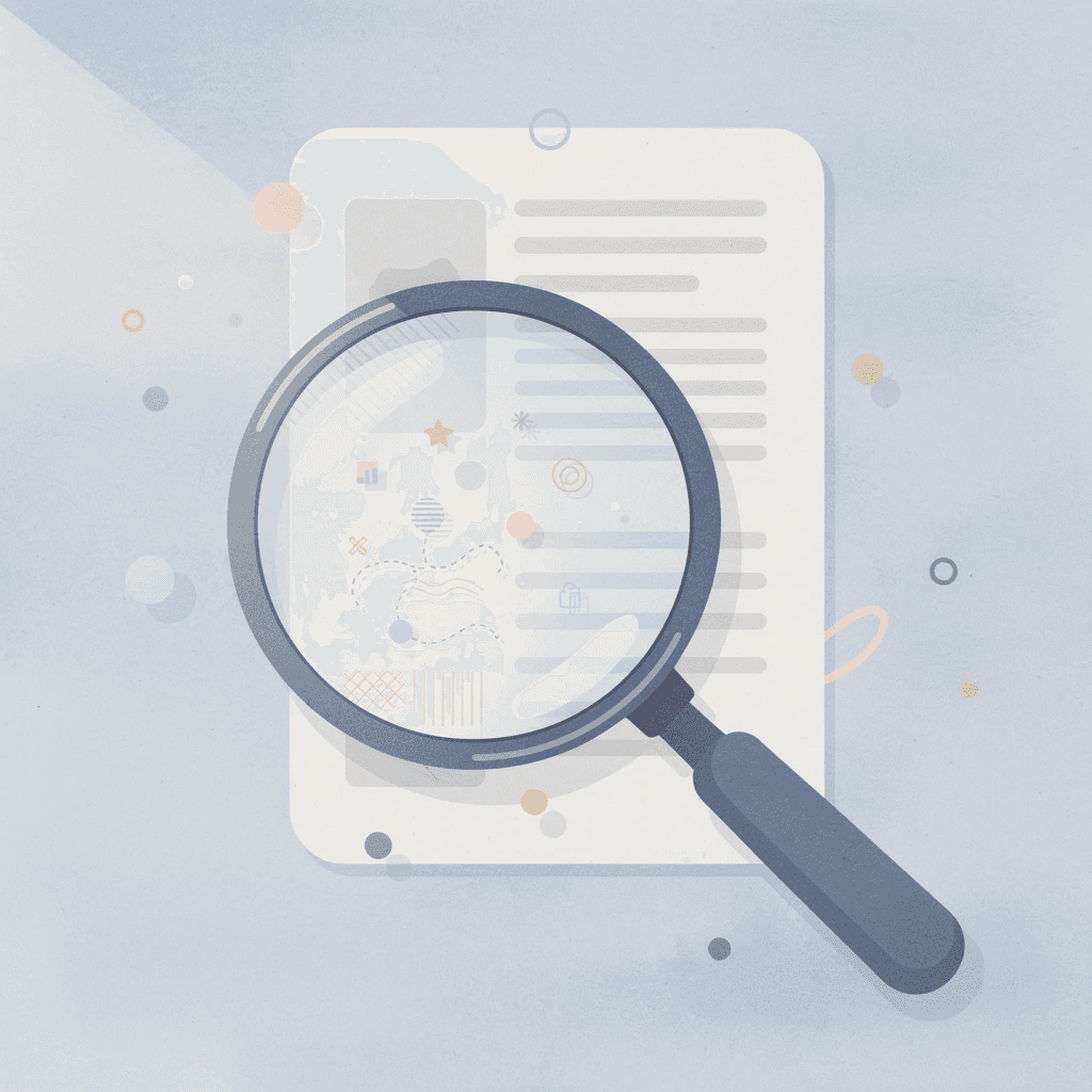 Magnifying glass examining educational materials representing skill assessment