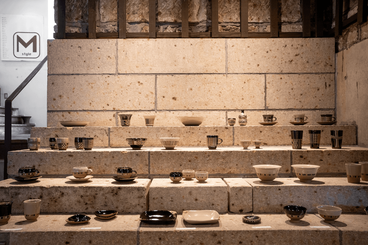 Pottery ware on display for sale