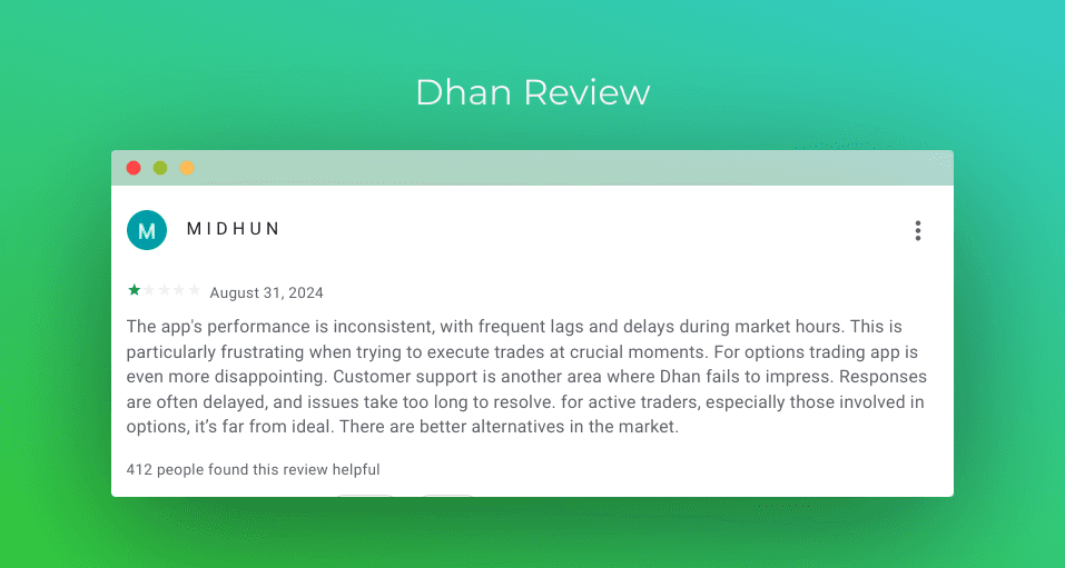 Dhan  1 Star Review