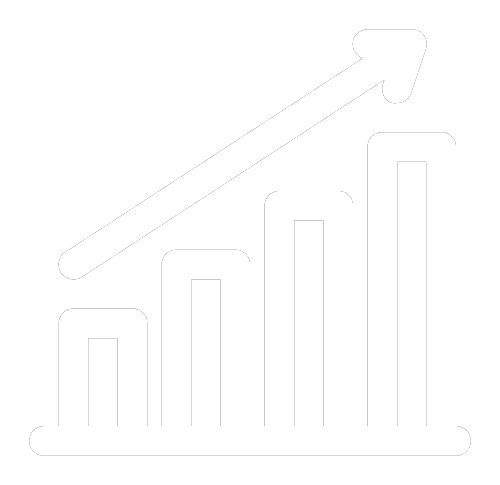 White Line Icon of an Increasing Bar Chart used to describe the Return-On-Ad-Spend