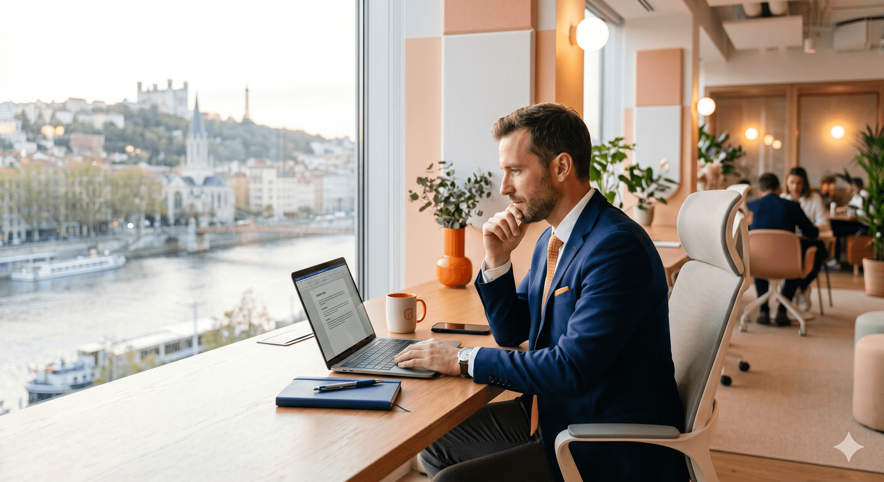 Professionnel lyonnais réalisant un bilan de compétences en ligne depuis Lyon