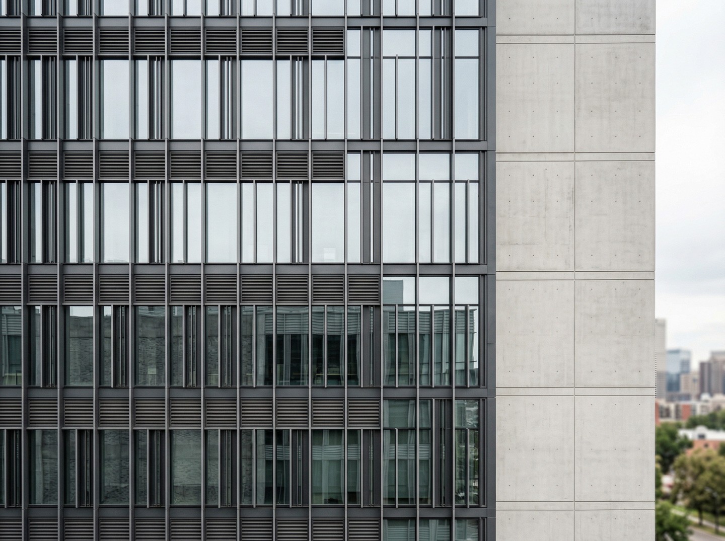 Modern concrete commercial building exterior for real estate appraisal