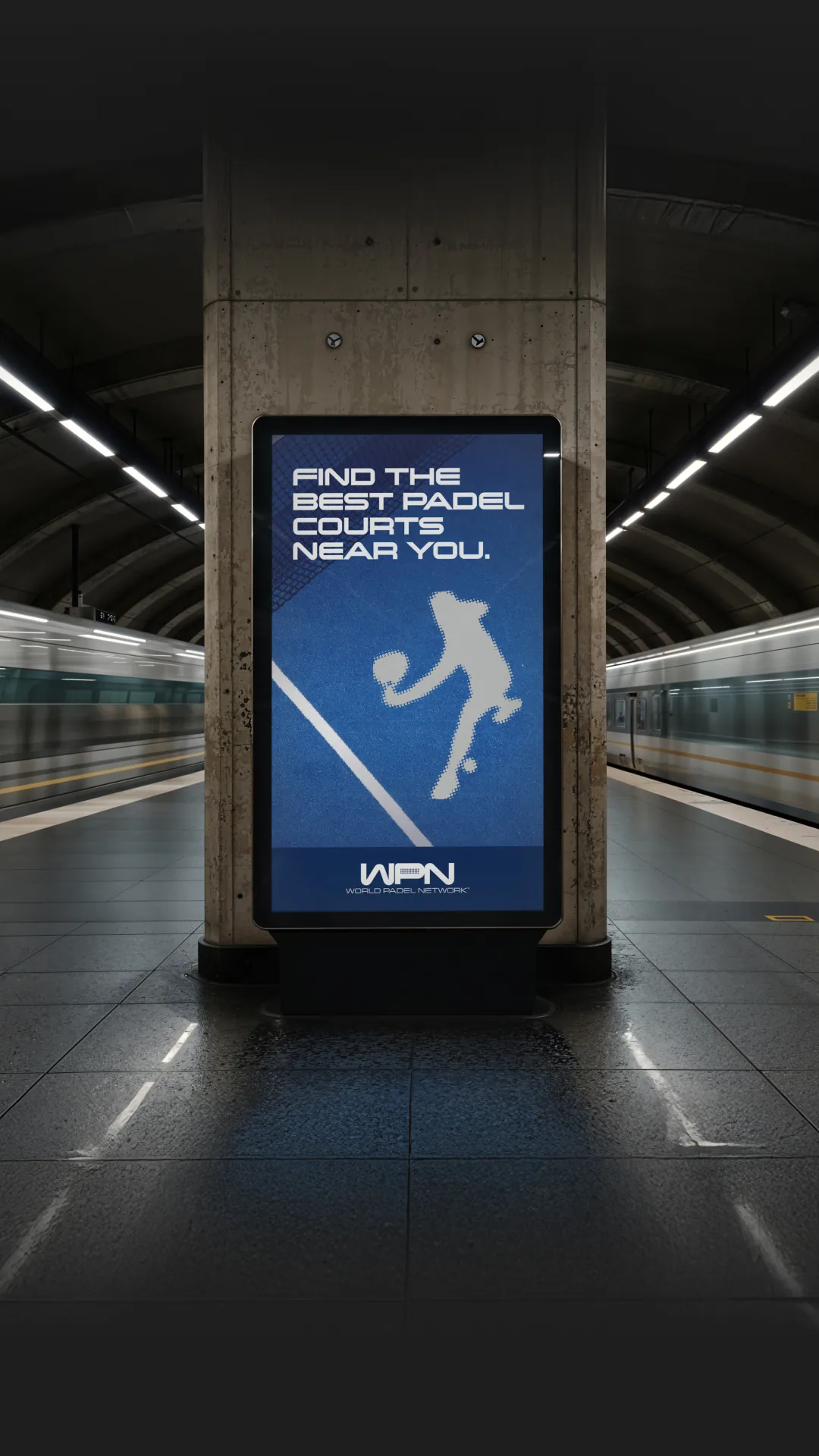 World Padel Network — Subway poster featuring WPN athlete silhouettes and brand elements — Out-of-home advertising