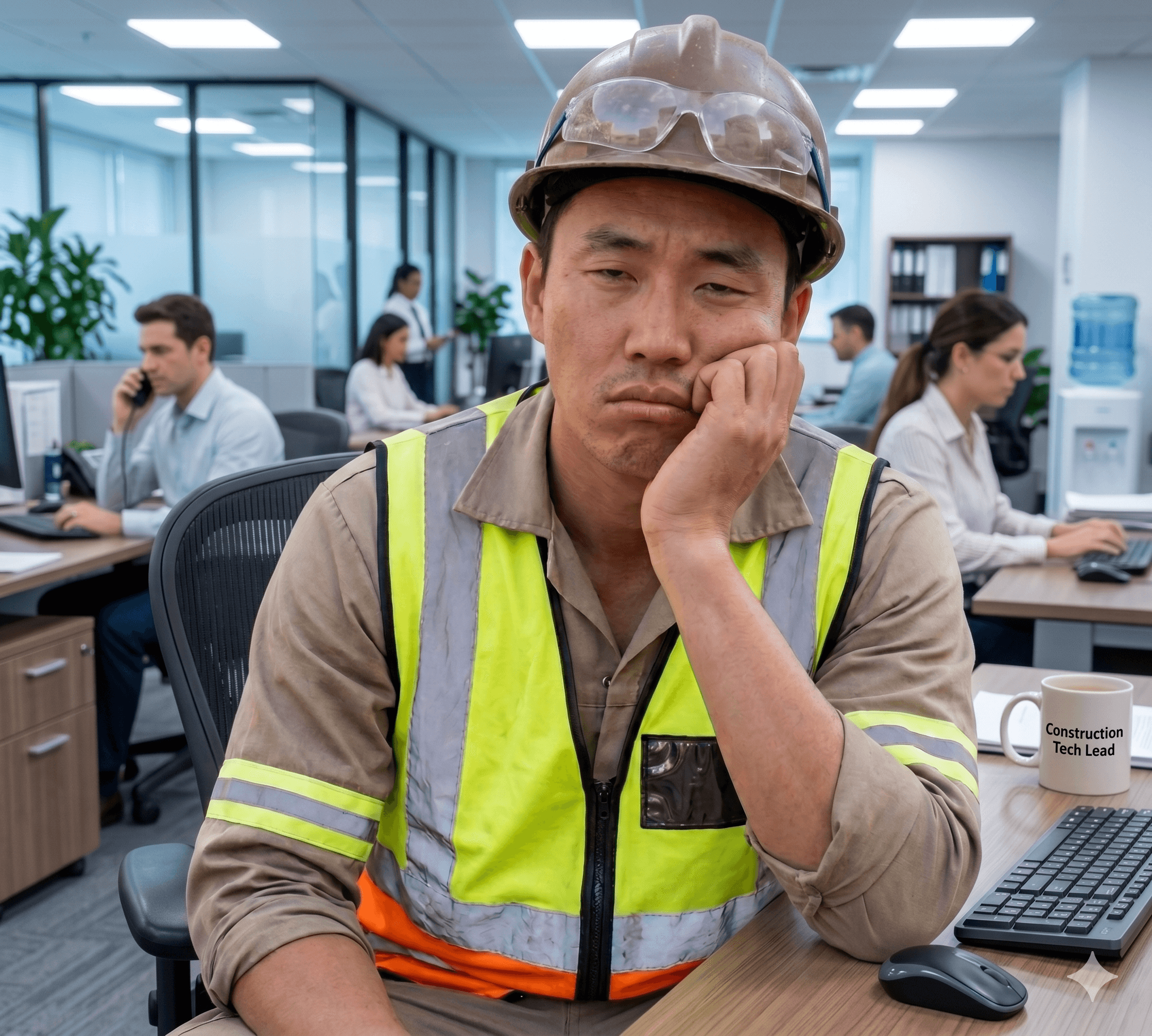 Decorative Image: A worker sits bored at the office waiting for work.