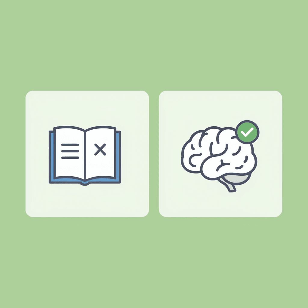 Comparison showing traditional note-taking (left) versus retrieval-focused note-taking (right)