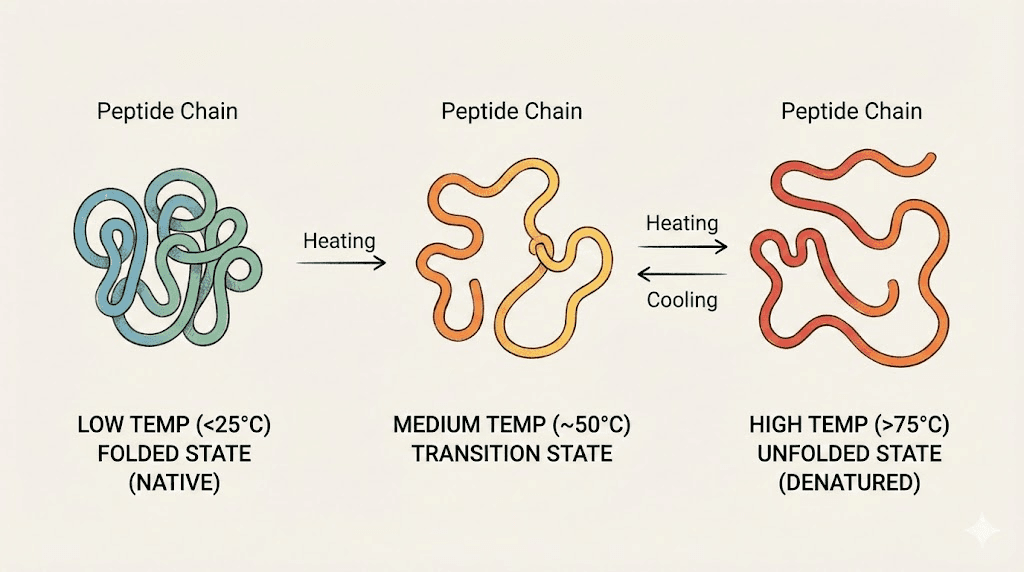 How temperature affects tirzepatide peptide structure and folding