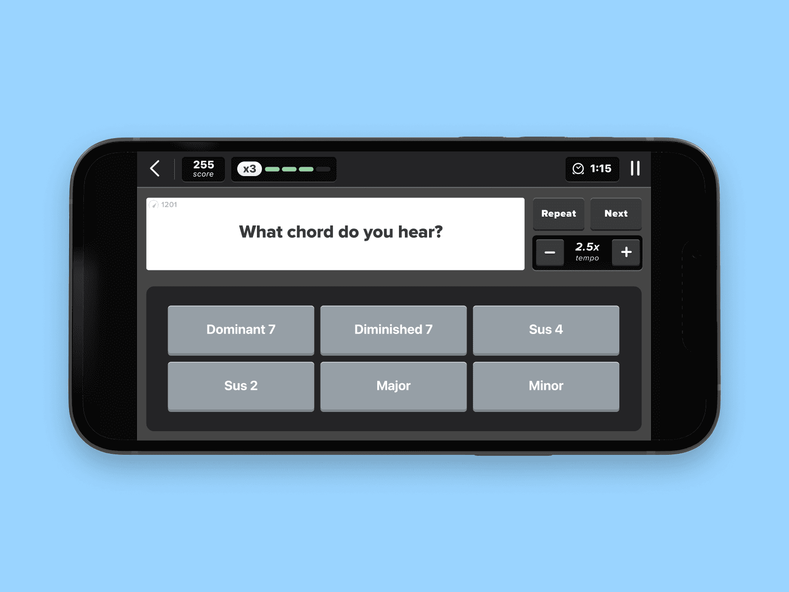 Multiple Choice for users that aren't able to play any instruments (they an use just their ears))