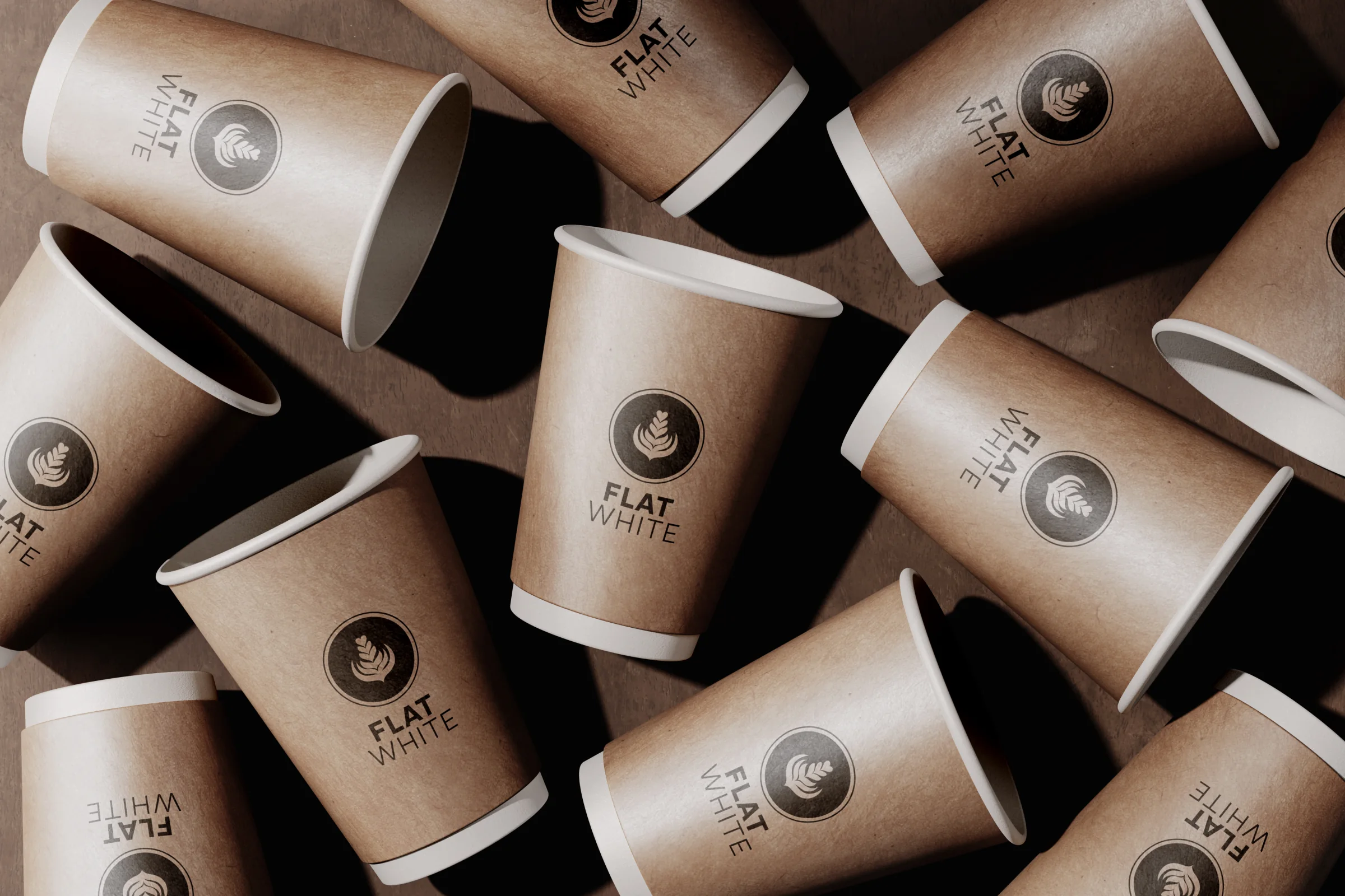 Flat White, branded takeaway cup pattern