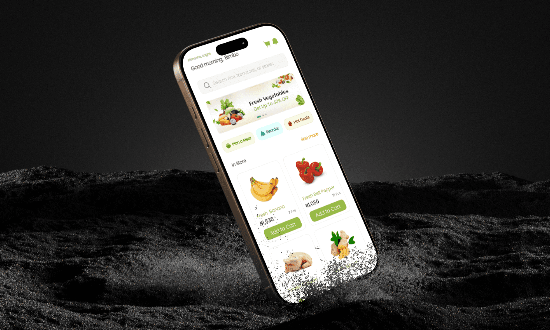 grocery app mockup