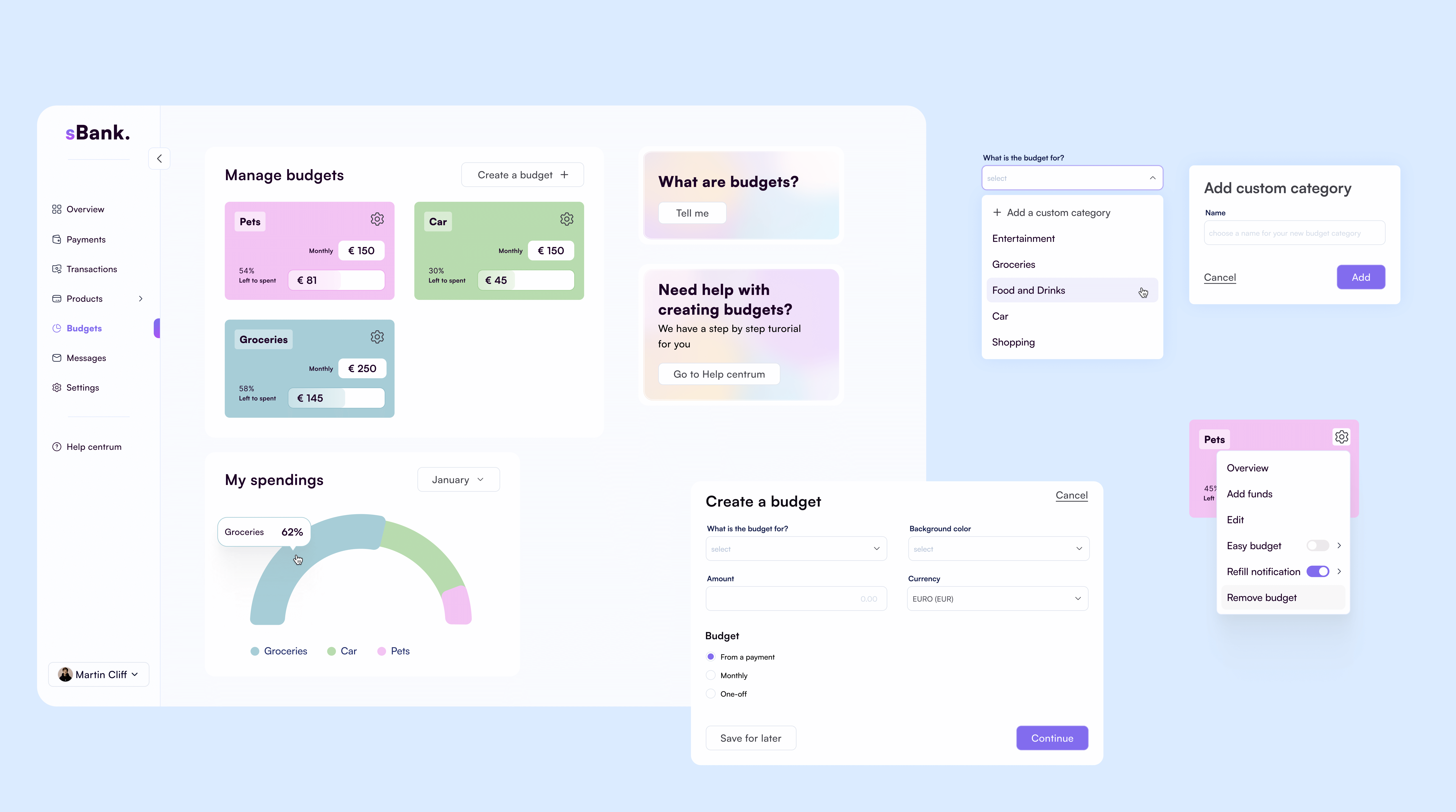 Prototype Budget tool desktop bank application