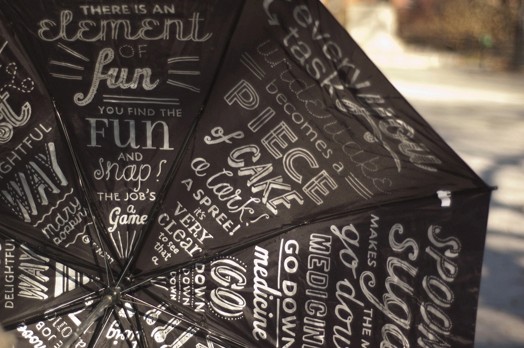 type written on umbrella