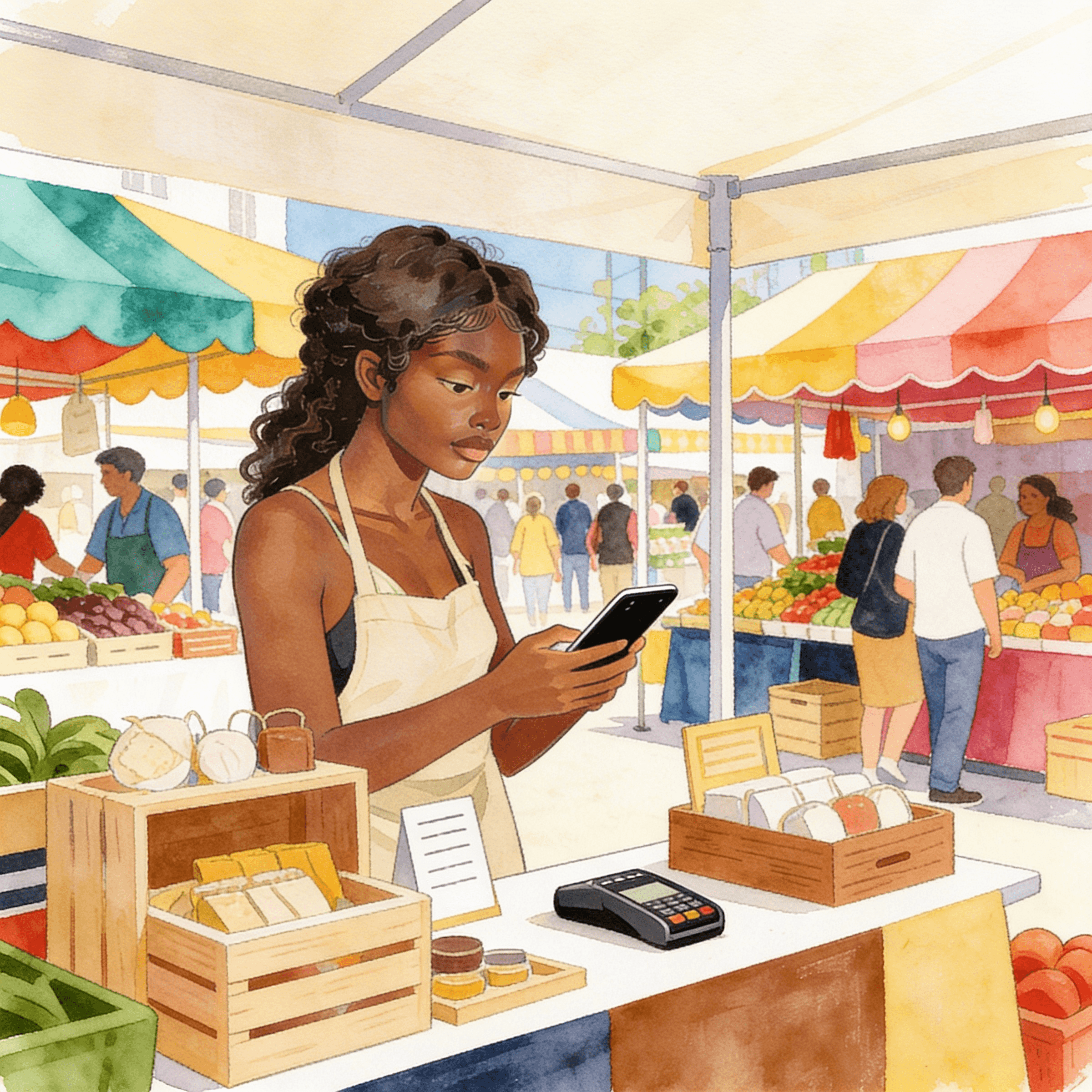 Desktop monitor showing PayEvo invoice selection interface with accounting software integrations including FreshBooks, QuickBooks, and Sage