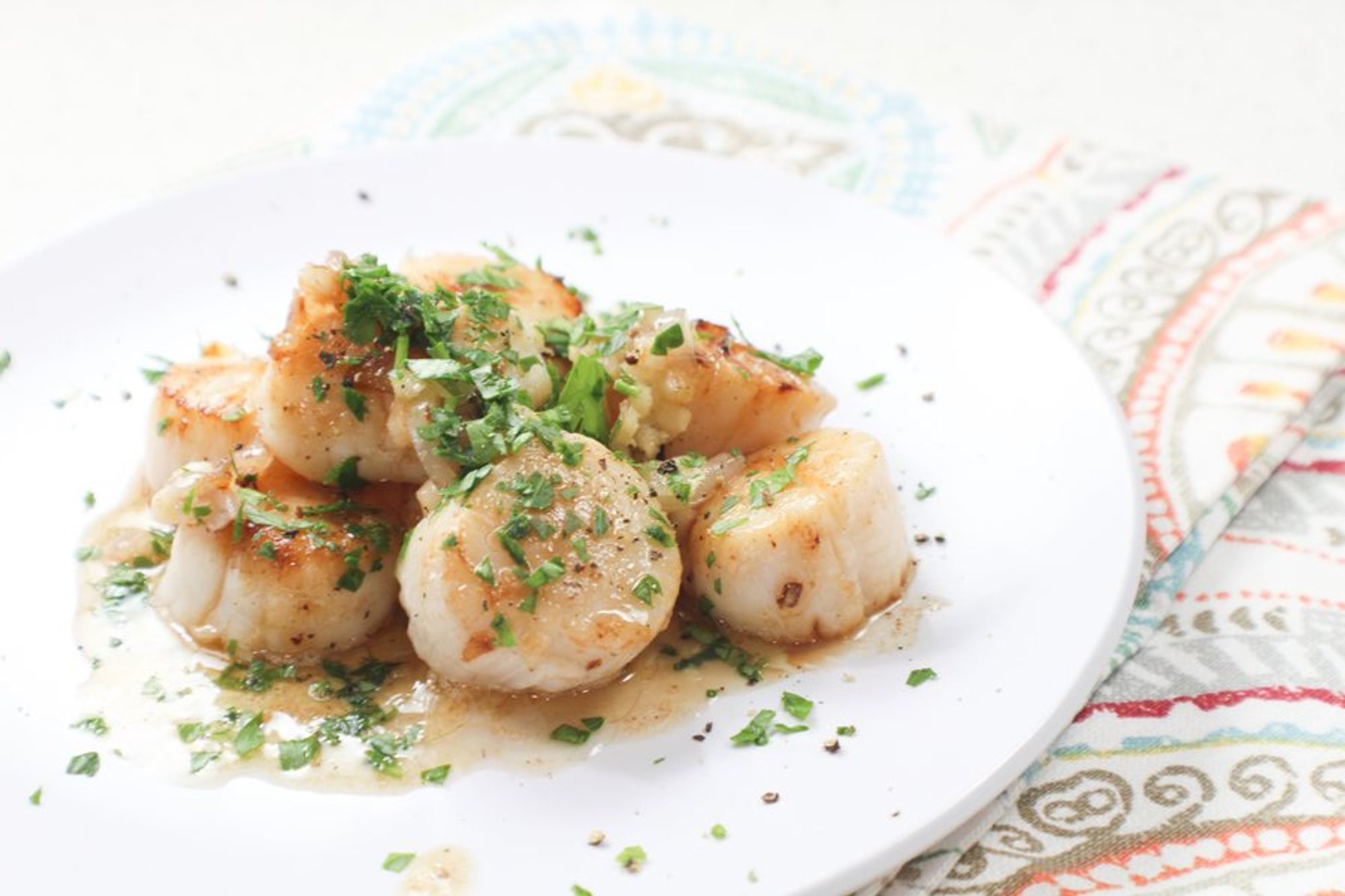 served browned butter scallops