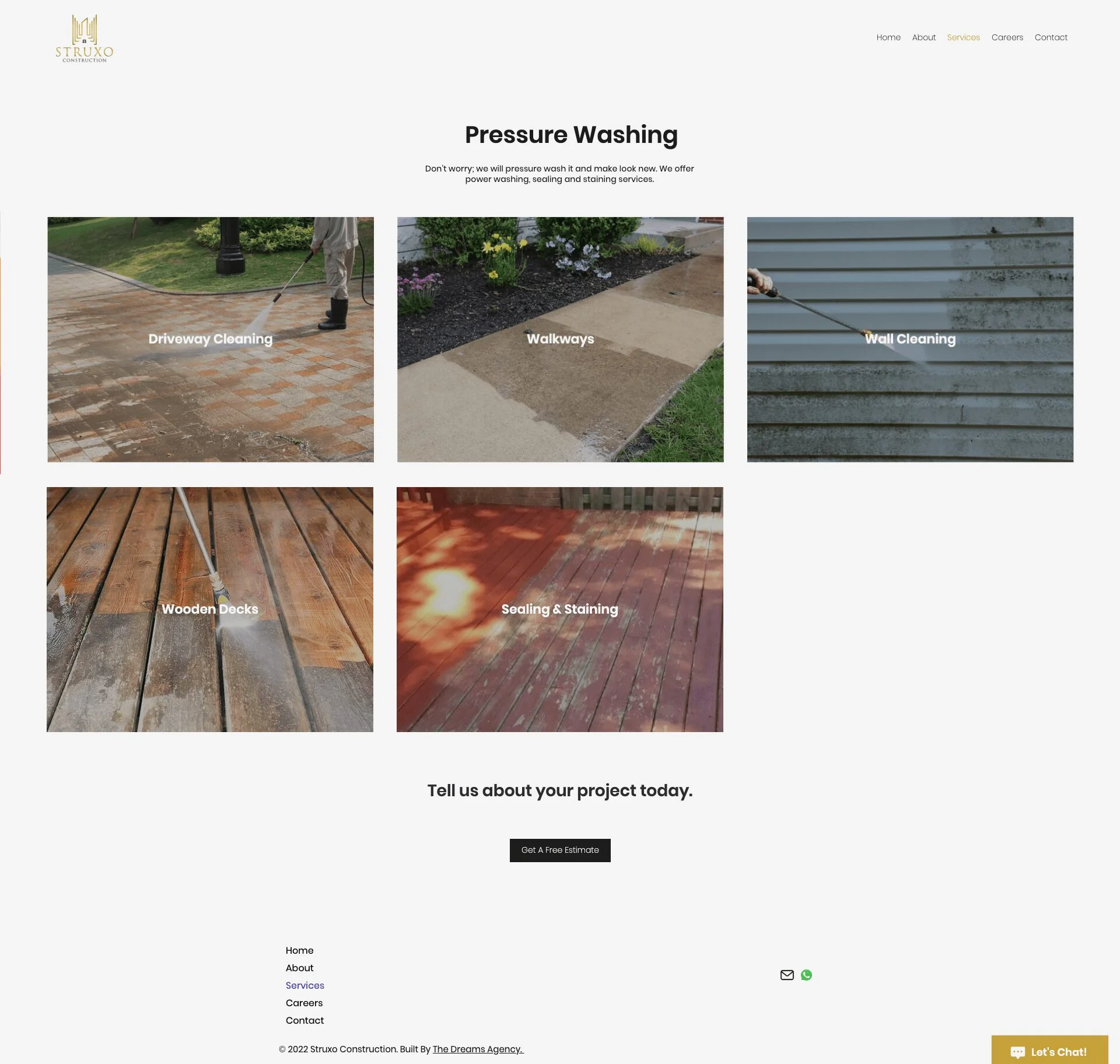 Pressure-Washing page for struxo website developed & designed by Dreams Agency Mississauga, Ontario