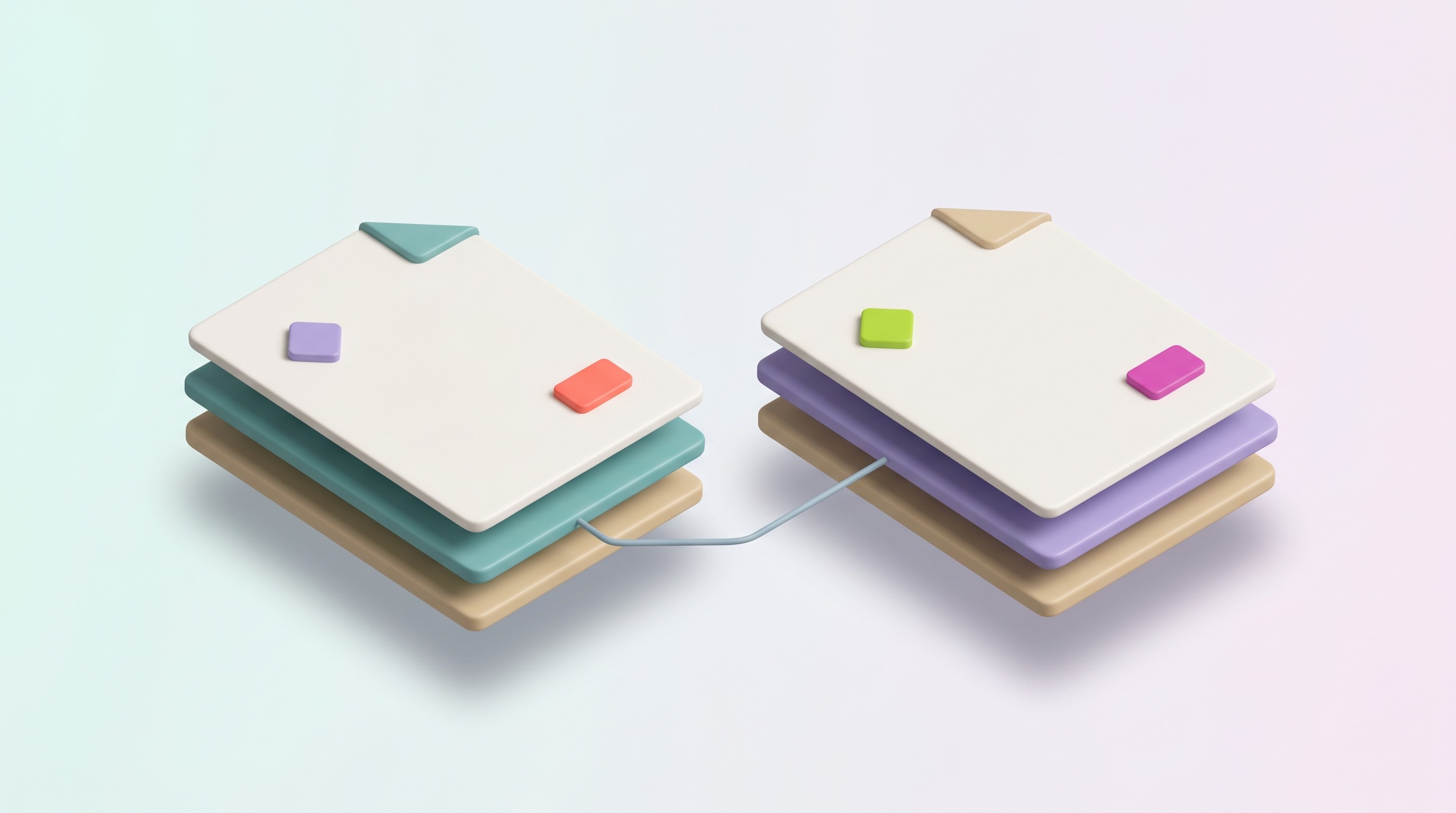 Two legal documents connected by markers