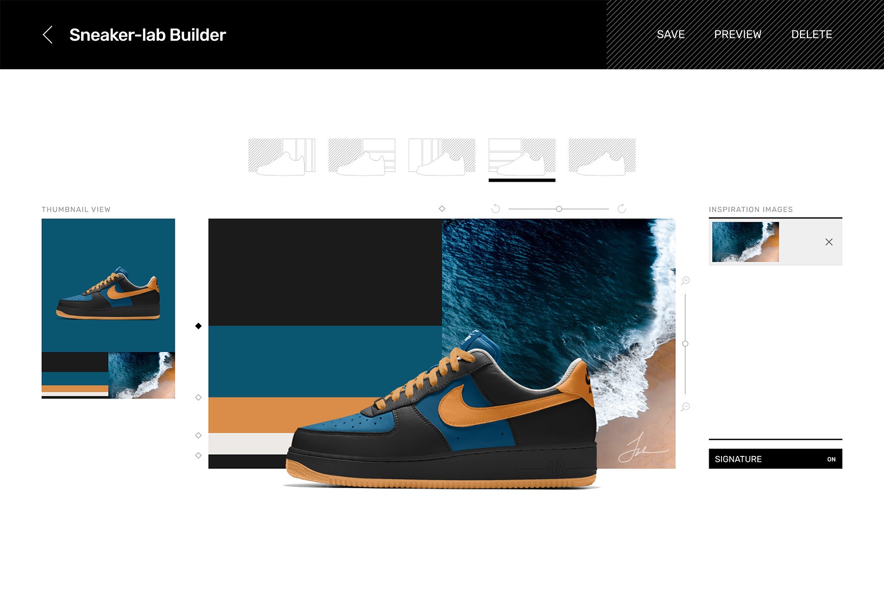 Sneaker-Lab sneaker presentation customization page