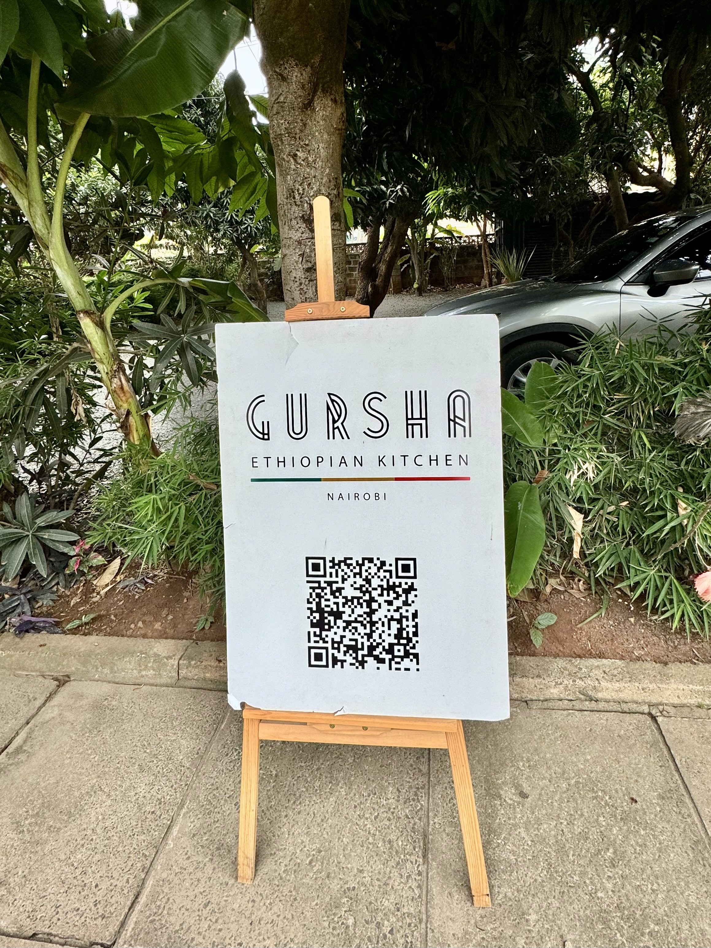 The board of Gursha Ethiopian Kitchen in Nairobi