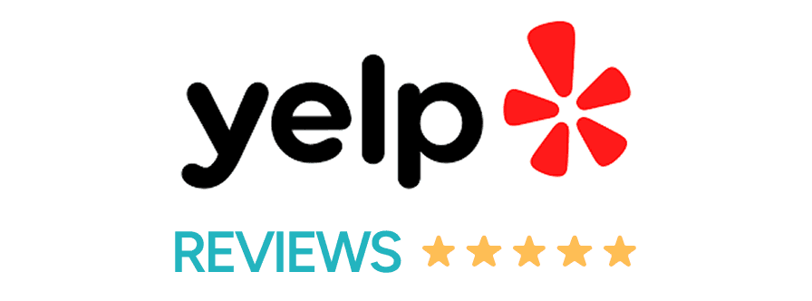 Yelp logo with 5 star reviews