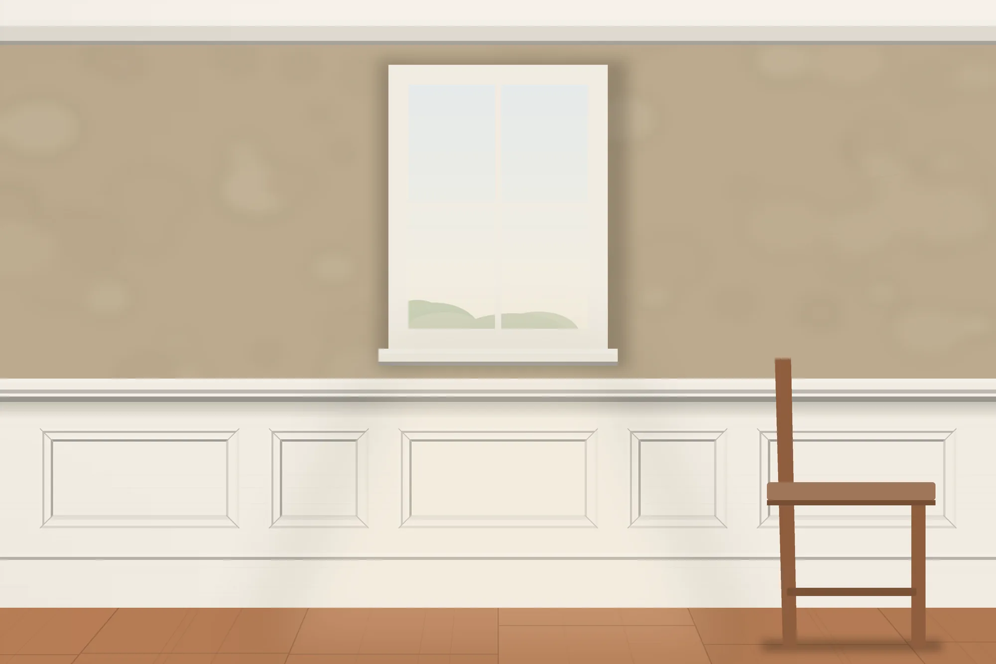 Dining room wall with panel wainscoting and a chair rail