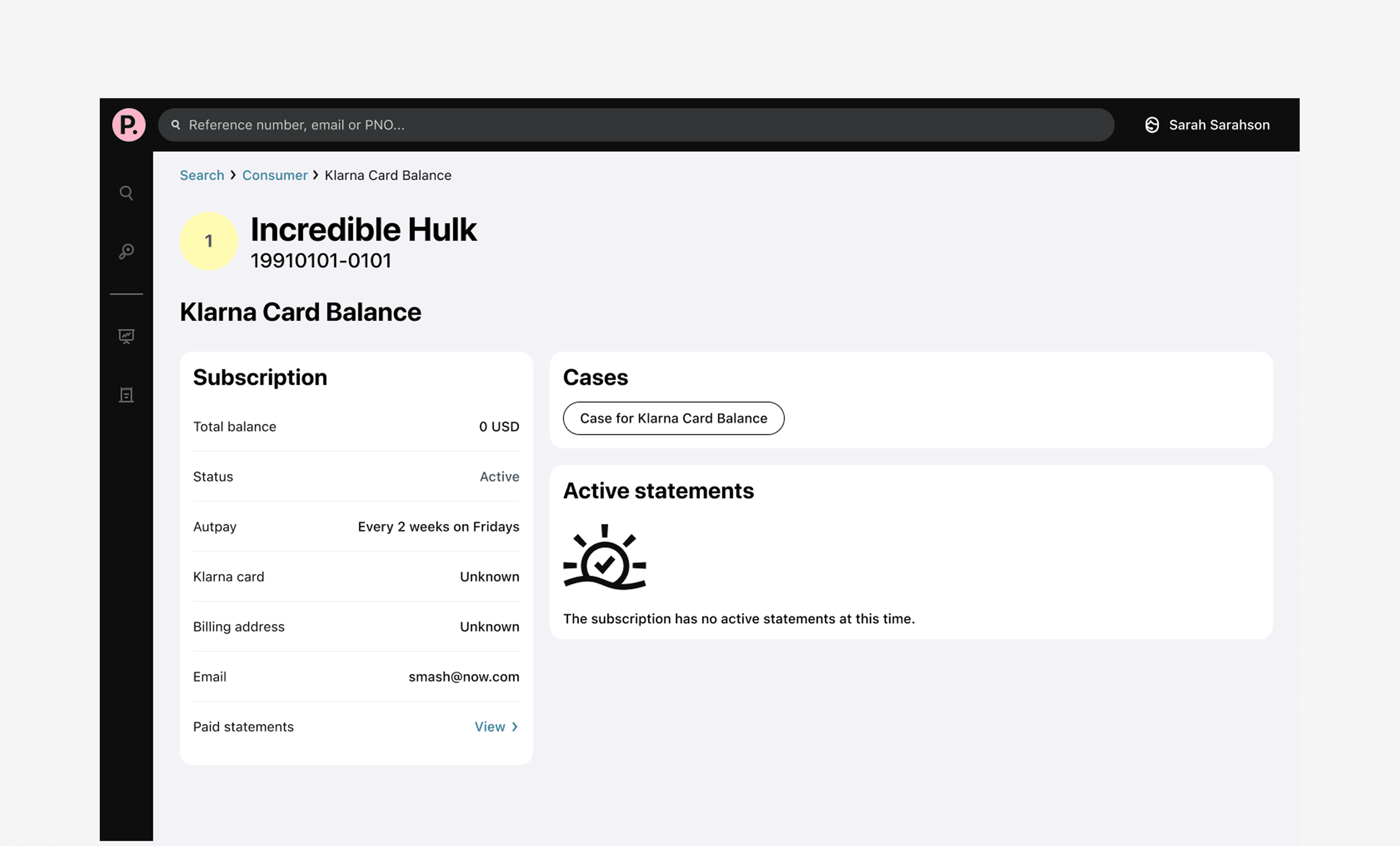 Empty state example for the platform