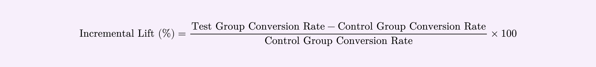 Formula calculating incremental lift