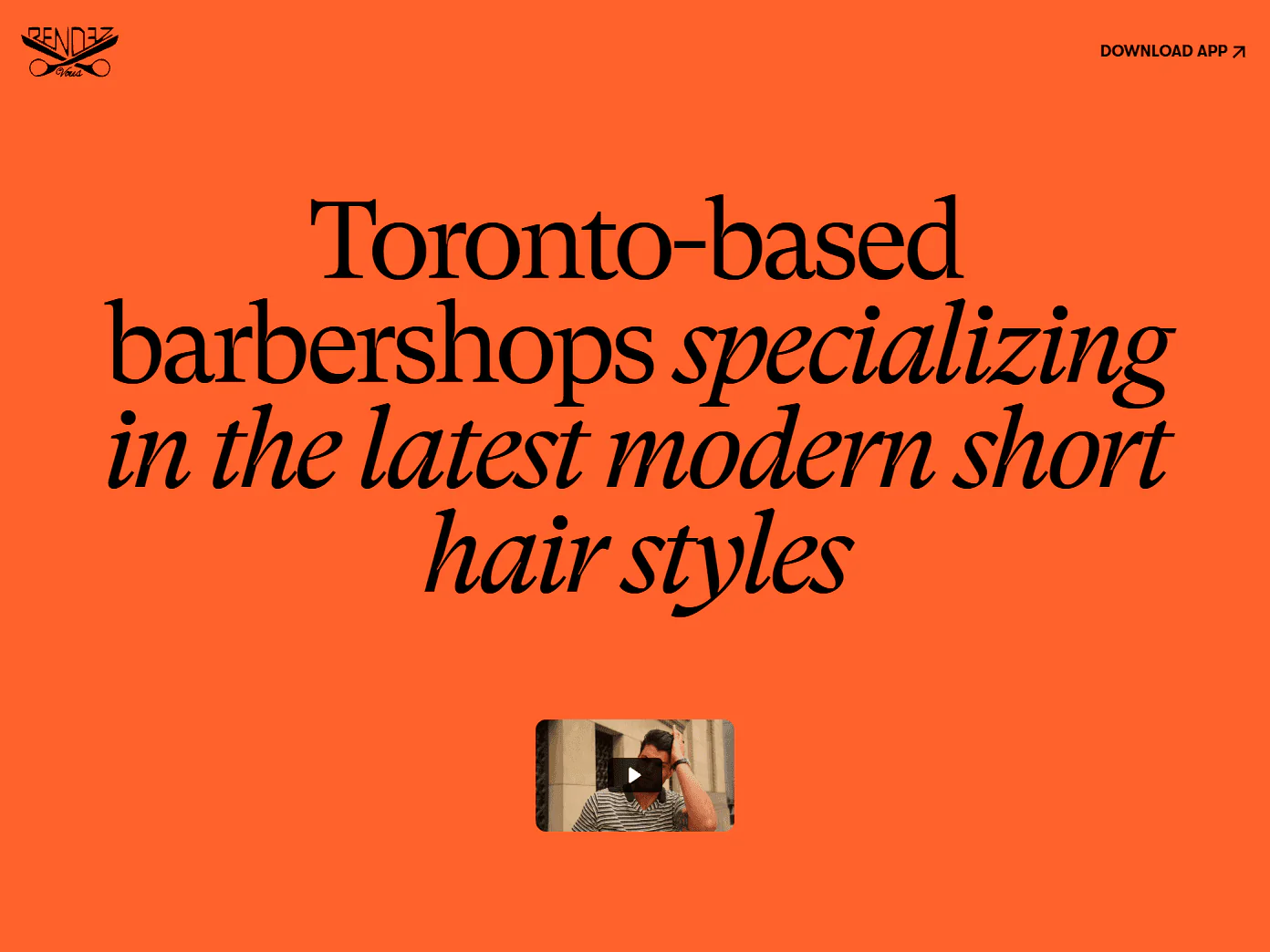 Rendezvous Barbers website design, barbershop example
