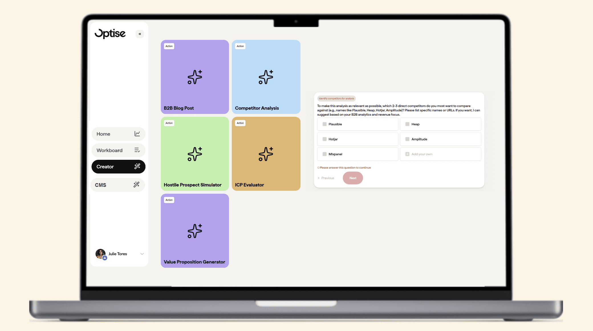 Optise Creator content creation tool