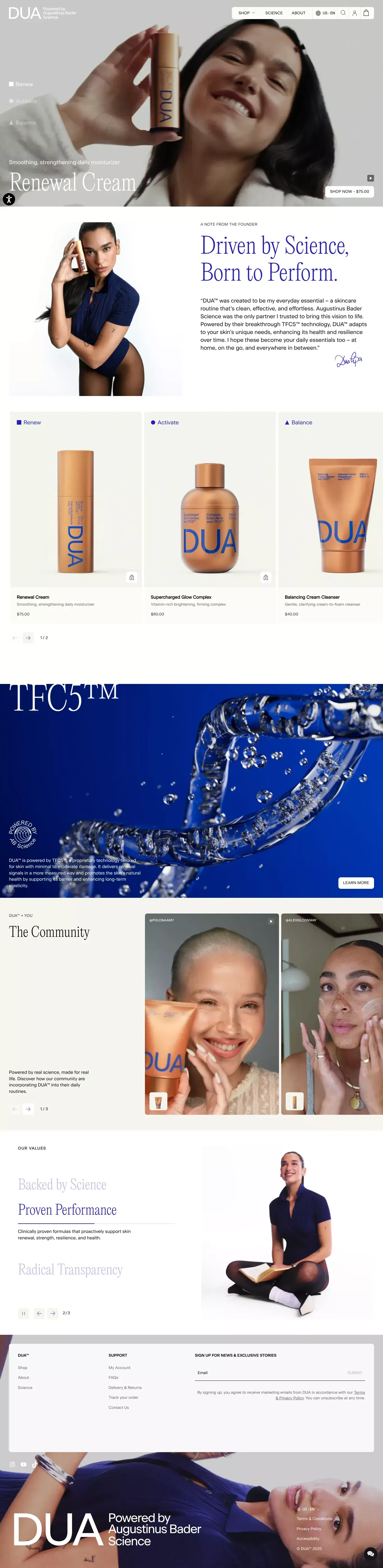 DUAbyAB.com ecommerce page screenshot showcasing Beauty and Ecommerce design